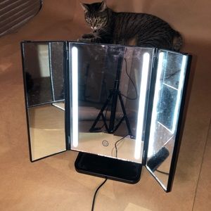 Mini personal vanity mirror with lights